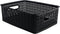 Advantus Plastic Weave Bins, Medium, Black, Pack of 2,40327