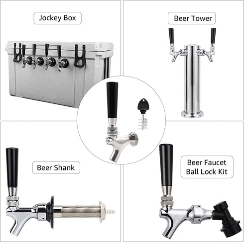 Hgkeke Beer Faucet Stainless Steel Beer Tap Faucet Keg Tap with Beer Faucet Tap Handle, Beer Tap Faucet Plug, Draft Beer Keg Tap Faucet for US Standard Kegerator Beer Tower Beer Shanks Beer Dispensing