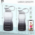 Podocarpus Water Bottles with Times to Drink, 64/128OZ Gallon Water Bottle with Straw & Wide Mouth, BPA Free Durable Reusable Perfect for Gym Sports Outdoor White/Gray, Motivational Water Bottle