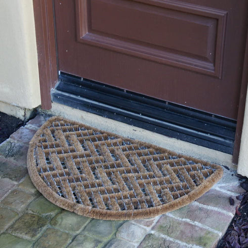 Rubber-Cal 10-100-510 Caspian Sea Outdoor Half Round Scraper Doormat, 18" x 30", Tan