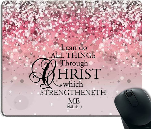 Smooffly Custom Bible Verse Pink Sparkles Glitter Pattern Design Mouse Pad
