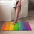 Britimes Bathroom Rug Set of 3, 3 Pieces Bath Mats Set for Bathroom, Rainbow Wood Plank Texture No Silp Washable Cover Floor Rug Decorations for Kitchen Bathroom Bedroom
