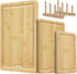 KIMIUP Bamboo Cutting Board Set for Kitchen, Wood Cutting Board Set of 3, Kitchen Chopping Board With Juice Grooves and Built-in Handles, Cutting Boards with Holder