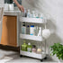 3 Tier Slim Storage Cart, with Wheels Mobile Shelving Unit Organizer, Rolling Utility Cart Bathroom Storage Shelf Rack, Plastic&Stainless Steel, for Bedrooms, Kitchen & Dressers, Narrow Places (White)