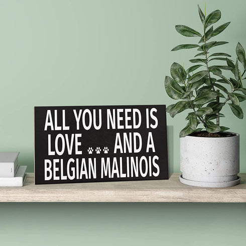 JennyGems Belgian Malinois Sign, All You Need Is Love and a Belgian Malinois, Wood Sign, 9.5x5.5 Inches, Belgian Malinois Mom, Belgian Malinois Gifts, Belgian Malinois Decor, American Made