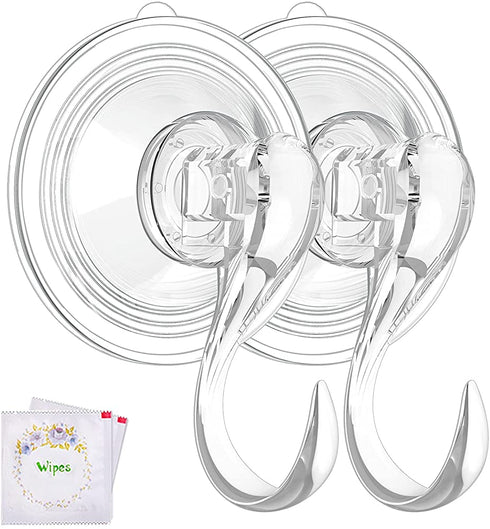 Wreath Hanger, VIS'V Large Clear Removable Heavy Duty Suction Cup Wreath Hooks with Wipes 22 LB Strong Window Glass Door Suction Cup Wreath Holder for Halloween Christmas Wreath Decorations - 2 Packs