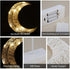 Lewondr Table Lamp, Battery Powered Moon Shape Bedside Light Desk Lamp Christmas LED Decorative Lamp Winding Iron Frame Plastic Base Warm White Bright Light Home Bedroom Romantic Decoration - White