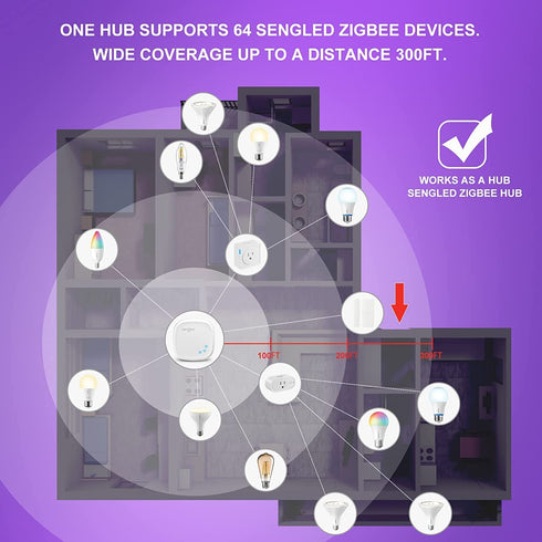 Sengled Zigbee Smart Bulb, Smart Hub Required, Works with SmartThings and Echo with built-in Hub, Voice Control with Alexa and Google Home, Color Changing 60W Equivalent A19 Alexa Light Bulb, 1 Pack