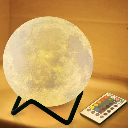 3.15" Moon Lamp for Kids, Nursery Night Light with Metal Stand, Valentine's Day Gift, Timer Remote Control, 16 Colors 5 Brightness.