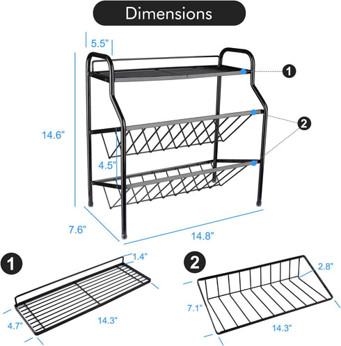 Spice Rack Kitchen Storage Rack 3-Tier, Cabinet Organization Storage, Countertop Shelf Organizer, Kitchen Organization, Cabinet Organization Mini Storage Shelf