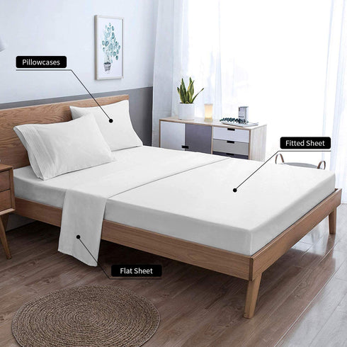 Mejoroom Queen Size Sheet Set,Extra Soft Luxury Brushed Microfiber 1800 Thread Count Percale Sheets with 15-inch Deep Pocket - Breathable Wrinkle Hypoallergenic - 4 Piece (Queen,White)
