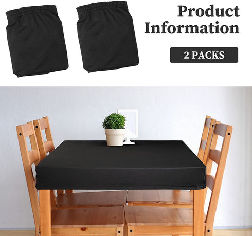 Cocktail Table Covers Spandex Square Table Cloth Stretchable Fitted Tablecloth Elastic Edge Card Table Cover Cover for Square Table Home Kitchen Coffee Bar Supplies, 34 x 34 Inch (Black, 2)
