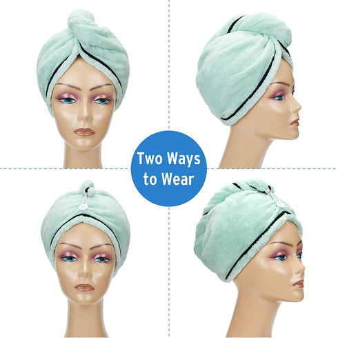 AmazerBath Microfiber Hair Towel Wrap, 3 Pack Super Absorbent Hair Turbans for Women Wet Hair No Frizz, 26 x 10 Inches Quick Dry Hair Towels Cap for Drying Curly, Long & Thick Hair