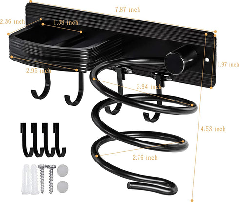 Hair Dryer Holder Wall Mount, Bathroom & Bedroom Hair Care Styling Tools Organizer for Flat Iron, Curling Wand, Hair Straightener