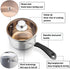 P&P CHEF 1 Quart Saucepan, Stainless Steel Saucepan with Lid, Small Sauce for Home Kitchen Restaurant Cooking, Easy Clean and Dishwasher Safe