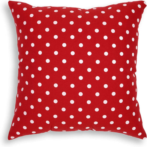 Cackleberry Home Red and White Polka Dot Fabric Decorative Square Throw Pillow Case Covers 22 x 22 Inches, Set of 2