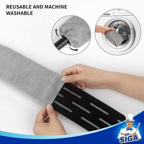 MR.SIGA Flexible Microfiber Long Duster for Gap Cleaning, Stainless Steel Adjustable Handle, Washable Gap Cleaning Duster