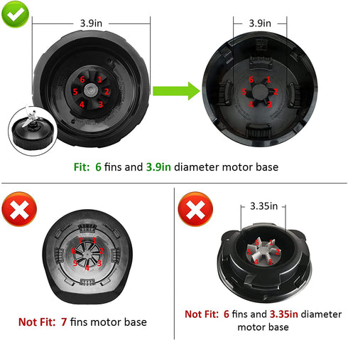 for Blender Blade Replacement 6 Fins Pro Extractor Blade for Nutri Ninja Auto iQ BL480W-70 BL480D-30DOB BL450-70 BL451-70 BL454-70 BL455-70 BL481-70 BL482-70 Only Fit for 18 24 32 oz, No 16oz