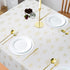 Christmas Tablecloth, Gold Snowflake Table Cloth, Xmas Sparkling Metallic Tablecloths for Dining Kitchen Winter Holiday, Waterproof Table Cover for Party Home Decor, Rectangle 57 x 120 inch