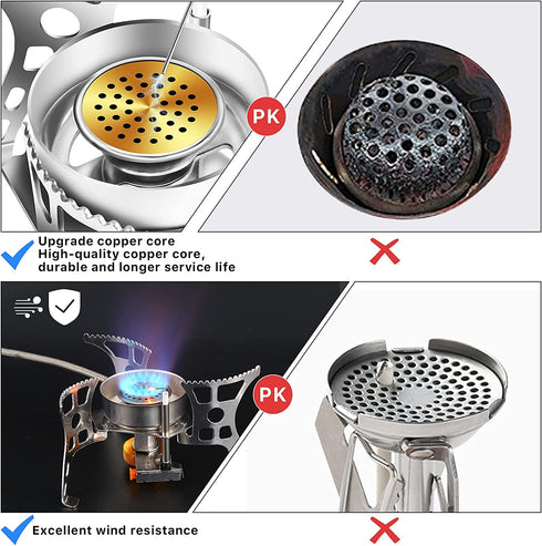 SisDruo Portable Backpacking Stoves 3900W Copper Core Camping Stove with Piezo Ignition Wind-Resistance Ultralight for Outdoor Travel Hiking Cooking (style 2)