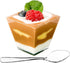 DLux 100 x 2 oz Mini Dessert Cups with Spoons, Square Short - Clear Plastic Parfait Appetizer Cup - Small Reusable Serving Bowl for Tasting Party Desserts Appetizers - With Recipe Ebook