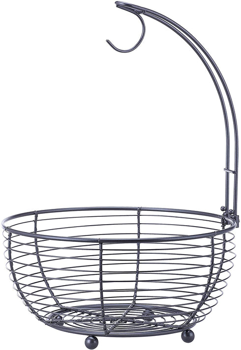 SunnyPoint Tabletop Wire Fruit Basket Bowl Stand with Banana Hanger