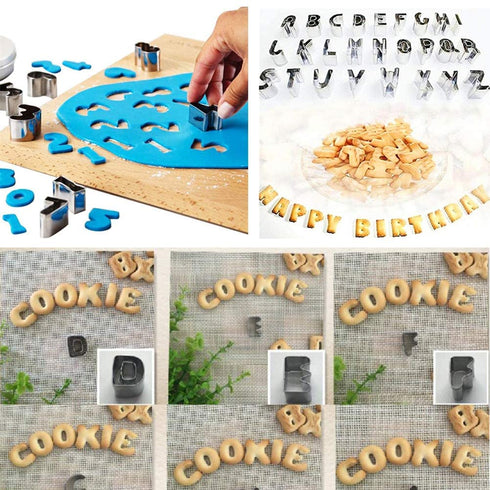 Cookie Cutter Stainless Steel Alphabet Letter Number 0 to 10 Shape Cookie Cutter Mold DIY Cake Molds with Storage Box,Pack of 37 Pcs