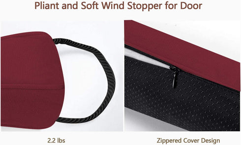 Sunolga 38" Weighted Door Draft Stopper Under Door Noise Air Stopper 2.2LB,Sound Proof Draft Guard for Doors and Windows,Machine Washable - Wine Red