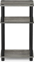 Furinno Just 3-Tier Turn-N-Tube End Table / Side Table / Night Stand / Bedside Table with Plastic Poles, 1-Pack, French Oak Grey/Black