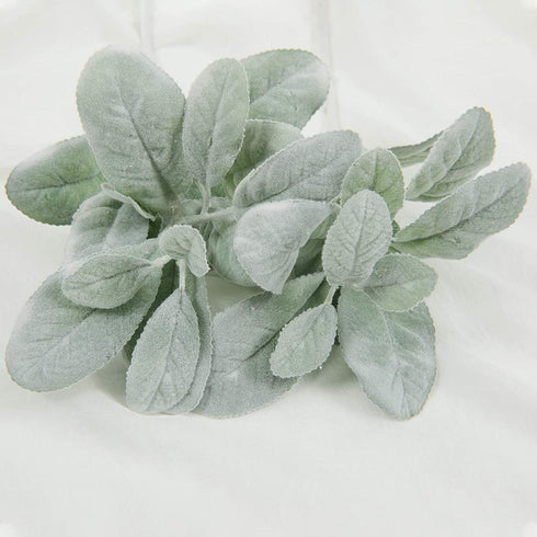 SHACOS Artificial Flocked Lambs Ear Greenery Stem 12 Pcs Faux Lambs Ear Stems Bulk Foliage Leaves Plant Spray for Home Wedding DIY Floral Arrangement