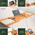Premium Bath Caddy - Extendable Bamboo Wood Bathtub Tray with Adjustable Reading Rack for Book, iPad or Kindle - Tablet Slot or Cellphone - Wine Glass Holder