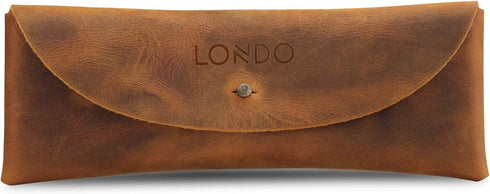 Londo Genuine Leather Retro Pen and Pencil Case - Metal Snap Fastener, Pencil Pouch Stationery Bag