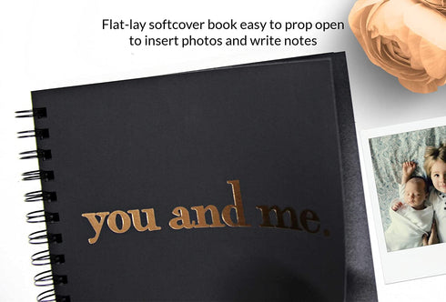 You and Me Mini-Photo Album Scrapbook. Embossed Gold Foil, 6" x 7.5" 90 Blank Pages, Softcover, Keepsake Friendship Album, Best Friend Album, You and me Album, Polaroid Instax Album Scrapbook (BK/Go)