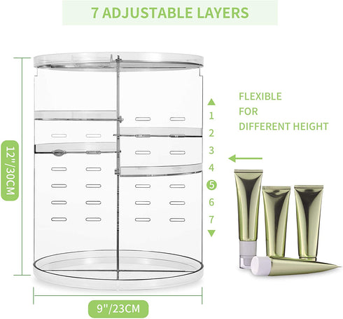 360° Rotating Makeup Organizer, Spinning Bathroom Organizer Countertop, Cosmetic Organizer Makeup Holder Shelf, Make Up Organizers and Storage for Bedroom, Transparent