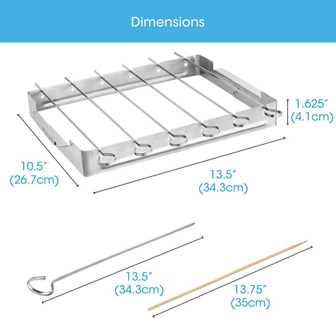 Unicook Upgraded Stainless Steel Barbecue Skewer Shish Kabob Set, 6pcs 13.5"L Skewer Sticks with Foldable Large Grill Rack, Keeps Kabobs from Sticking to the Grill Grate, 50pcs Bamboo Skewers as Bonus