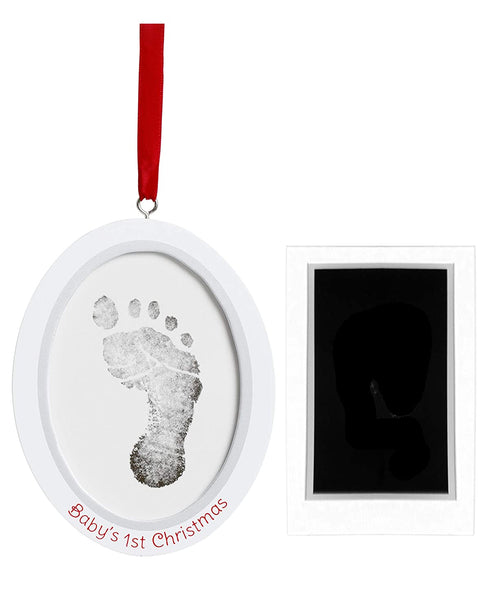Pearhead Babyprints Newborn Baby Handprint or Footprint Double-Sided Photo Ornament with Clean Touch Ink Pad - Makes A Perfect Holiday Gift for Baby's First Christmas