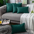 WLNUI Set of 2 Christmas Forest Green Pillow Covers 16x16 Inch Rustic Cute Pom Poms Decorative Throw Pillow Covers Square Cushion Case for Farmhouse Home Couch Sofa Decor
