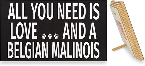 JennyGems Belgian Malinois Sign, All You Need Is Love and a Belgian Malinois, Wood Sign, 9.5x5.5 Inches, Belgian Malinois Mom, Belgian Malinois Gifts, Belgian Malinois Decor, American Made