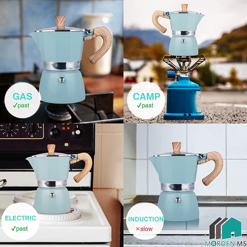 Stovetop Espresso Maker, 6 Espresso Cup Moka Pot - 10 oz Manual Cuban Coffee Percolator Machine Premium Aluminum Moka Italian Espresso Greca Coffee Maker Brewer Percolator
