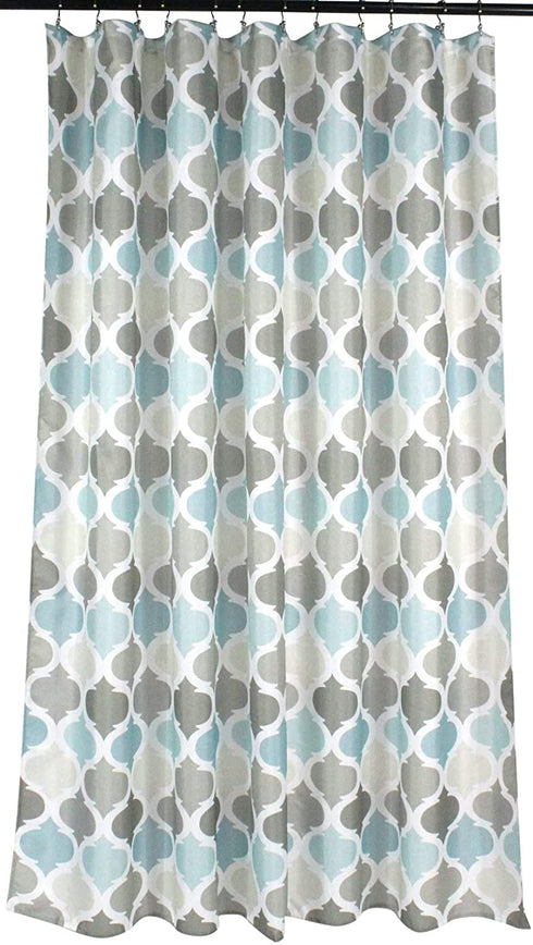 Universal Bathroom Fabric Shower Curtain for Men or Women: Earth Tones of Brown, Taupe, Slate Blue and Aqua (Brown, Turquoise, Beige, Taupe, Grey, White)