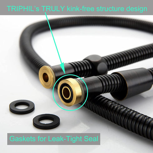 TRIPHIL Kink-free Shower Hoses Extra-long for Handheld Showerhead Hose Replacement Flexible Metal Shower Tube Extension Anti-twist 2 Brass Connectors Stainless Steel Sleeve Oil Rubbed Bronze 79 Inch