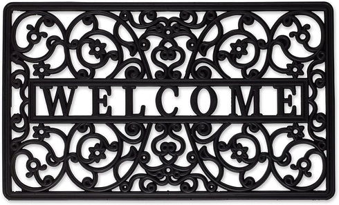 DII Rubber Doormats Collection All Weather, 18x30, Welcome Scroll