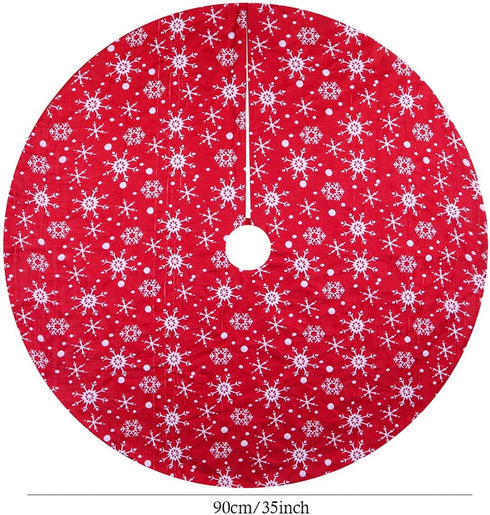 Amidaky Christmas Tree Skirt Small 36 Inches Double Layers Red and White Snowflake Carpet for Holiday Party Decorations Xmas Ornaments