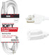 10 Ft White Extension Cord - 16/3 Durable Electrical Cable
