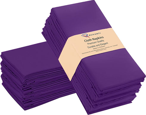 Ruvanti Kitchen Cloth Napkins 12 Pack 18X18 Inch Dinner Napkins Soft, Comfortable, Reusable Napkins, Durable Linen Napkins, Perfect Table Napkins, Purple Napkins for Dinners, Parties & Wedding.
