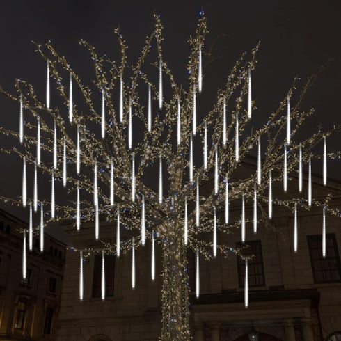 Joiedomi 2 Pack 360 LED Meteor Shower Rain Lights 10 Tubes 30cm White for Halloween, Christmas, New Year, Wedding, Party, Holiday, Valentine's Day, Thanksgiving Day, Outdoor Decoration
