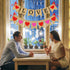 Valentines Day Decorations, Burlap Love Banner with Heart Garland Valentine's Day Banner for Wedding Anniversary Engagement Decorations, No DIY