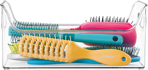 iDesign 72530 Fridge Plastic Storage Organizer Bin with Handles, Clear Container for Food, Drinks, Produce, Pantry Organization, BPA-Free, 5.5" x 11.25" x 5", Clear