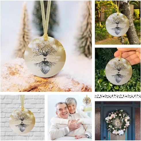50th Anniversary Wedding Ornament 2022 for Couple,50 Years as Mr and Mrs,Wedding for Fifty Years,Ceramic Ornament for 50th Husband&Wife Married Decoration with Ribbon,Gift Box (2.9")