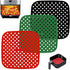 3 PCS Reusable Air Fryer Liners,Square Air Fryer Silicone Liners for Air Fryer Basket,Non-Stick Air Fryer Accessories Basket Mats Replacement for Parchment Paper, BPA Free. (Black Red Green, 8.5 in)